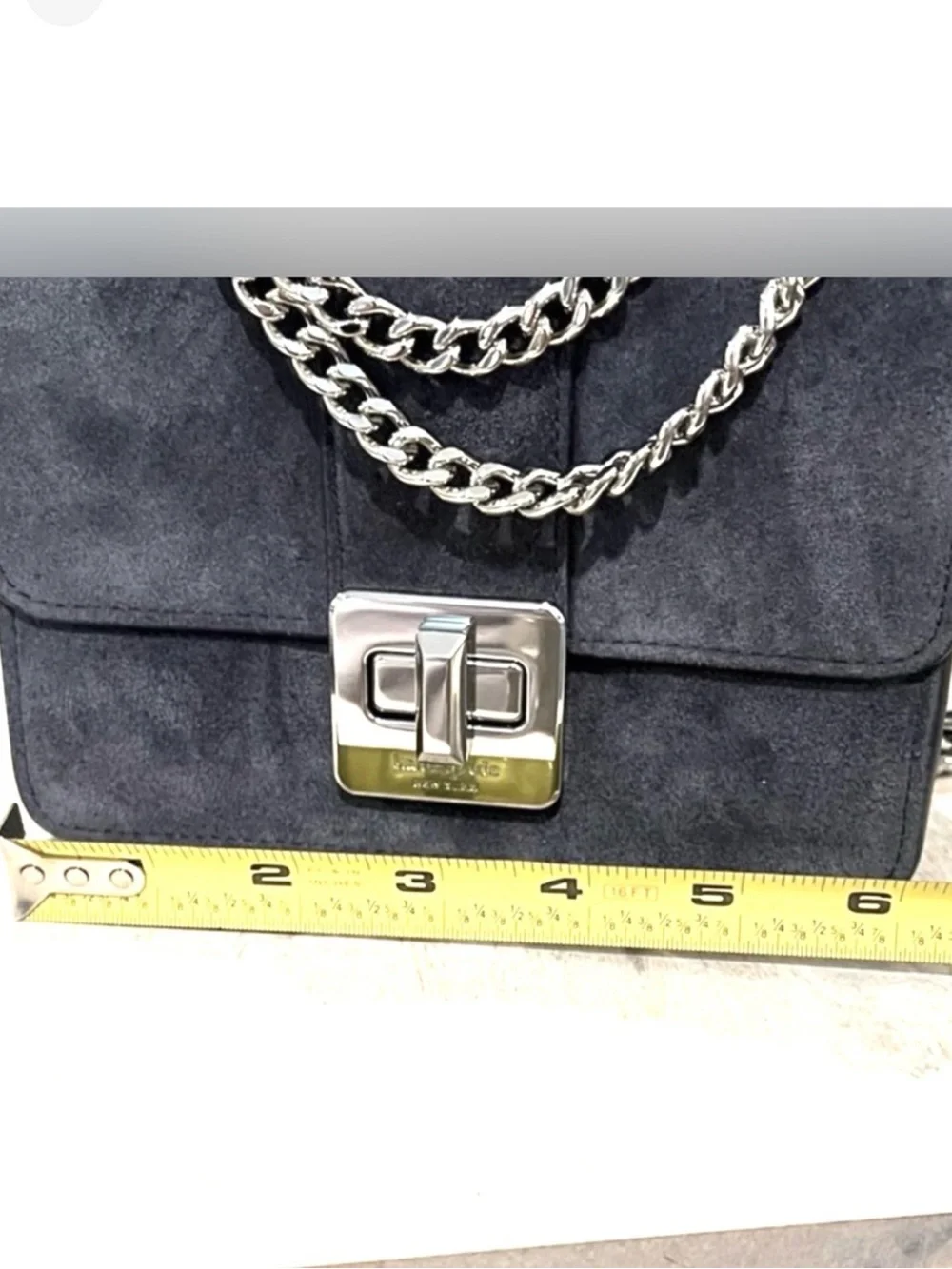 NWT Kate Spade Suede with silver Chain crossbody Bag